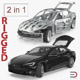 Tesla Model S and Frame Rigged Collection 3D model